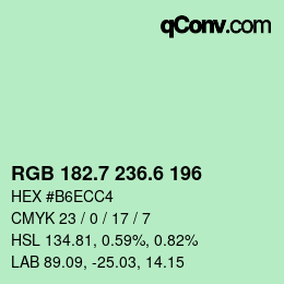 カラーコード: RGB 182.7 236.6 196 | qconv.com