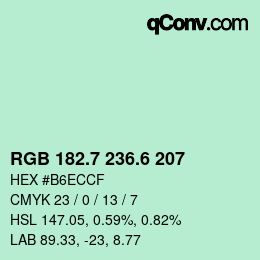 カラーコード: RGB 182.7 236.6 207 | qconv.com