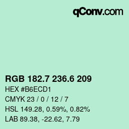 カラーコード: RGB 182.7 236.6 209 | qconv.com