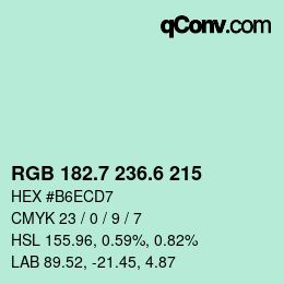 カラーコード: RGB 182.7 236.6 215 | qconv.com