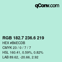 カラーコード: RGB 182.7 236.6 219 | qconv.com