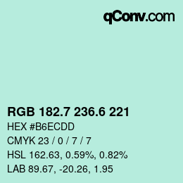 カラーコード: RGB 182.7 236.6 221 | qconv.com