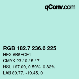 カラーコード: RGB 182.7 236.6 225 | qconv.com