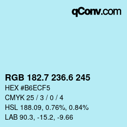 カラーコード: RGB 182.7 236.6 245 | qconv.com