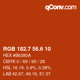 カラーコード: RGB 182.7 56.6 10 | qconv.com