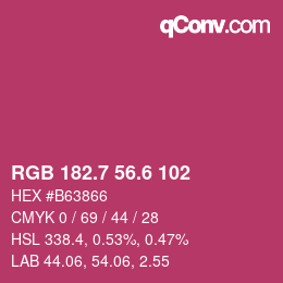 カラーコード: RGB 182.7 56.6 102 | qconv.com