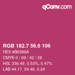 カラーコード: RGB 182.7 56.6 106 | qconv.com