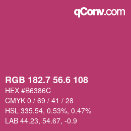 カラーコード: RGB 182.7 56.6 108 | qconv.com
