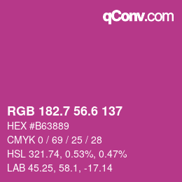 カラーコード: RGB 182.7 56.6 137 | qconv.com