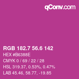 カラーコード: RGB 182.7 56.6 142 | qconv.com