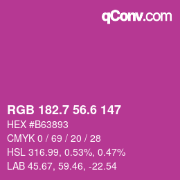 カラーコード: RGB 182.7 56.6 147 | qconv.com