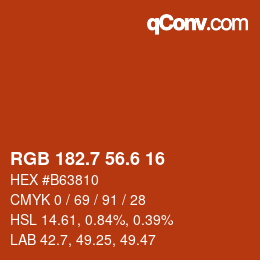 カラーコード: RGB 182.7 56.6 16 | qconv.com