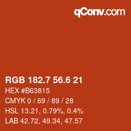 カラーコード: RGB 182.7 56.6 21 | qconv.com