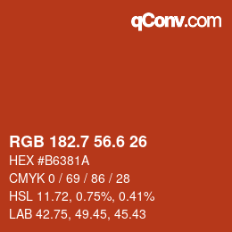 カラーコード: RGB 182.7 56.6 26 | qconv.com