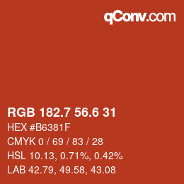 カラーコード: RGB 182.7 56.6 31 | qconv.com