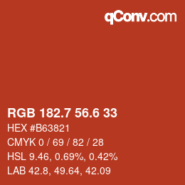 カラーコード: RGB 182.7 56.6 33 | qconv.com