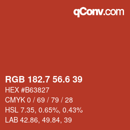 カラーコード: RGB 182.7 56.6 39 | qconv.com