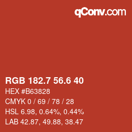 カラーコード: RGB 182.7 56.6 40 | qconv.com