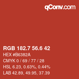 カラーコード: RGB 182.7 56.6 42 | qconv.com