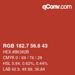 カラーコード: RGB 182.7 56.6 43 | qconv.com