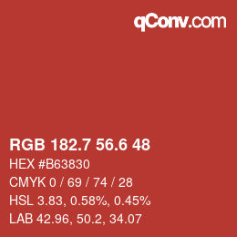カラーコード: RGB 182.7 56.6 48 | qconv.com