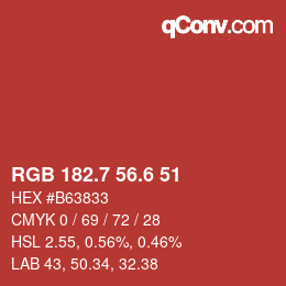 カラーコード: RGB 182.7 56.6 51 | qconv.com