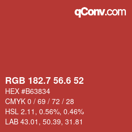カラーコード: RGB 182.7 56.6 52 | qconv.com