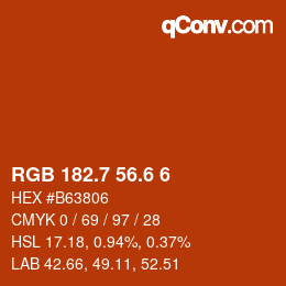 カラーコード: RGB 182.7 56.6 6 | qconv.com