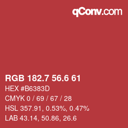 カラーコード: RGB 182.7 56.6 61 | qconv.com