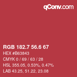カラーコード: RGB 182.7 56.6 67 | qconv.com