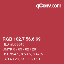 カラーコード: RGB 182.7 56.6 69 | qconv.com