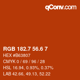 カラーコード: RGB 182.7 56.6 7 | qconv.com