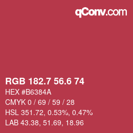カラーコード: RGB 182.7 56.6 74 | qconv.com