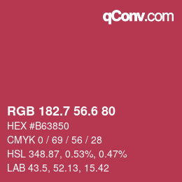 カラーコード: RGB 182.7 56.6 80 | qconv.com