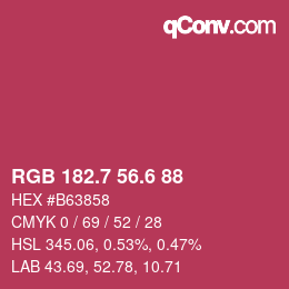 カラーコード: RGB 182.7 56.6 88 | qconv.com