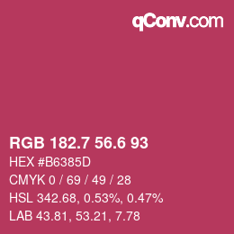 カラーコード: RGB 182.7 56.6 93 | qconv.com