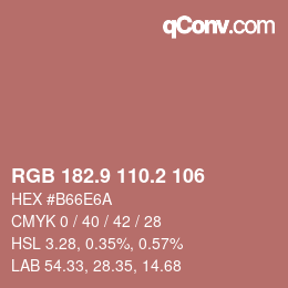 Color code: RGB 182.9 110.2 106 | qconv.com