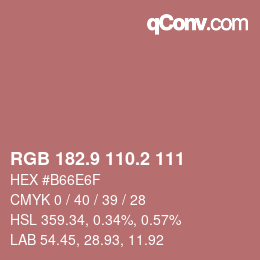 Color code: RGB 182.9 110.2 111 | qconv.com