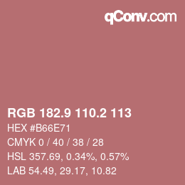 カラーコード: RGB 182.9 110.2 113 | qconv.com