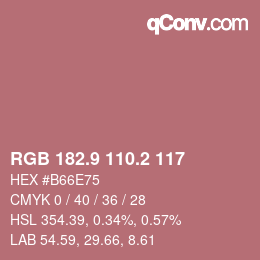 カラーコード: RGB 182.9 110.2 117 | qconv.com