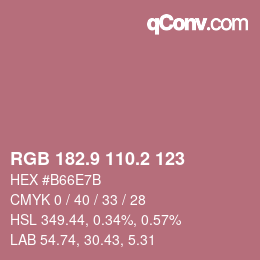 カラーコード: RGB 182.9 110.2 123 | qconv.com