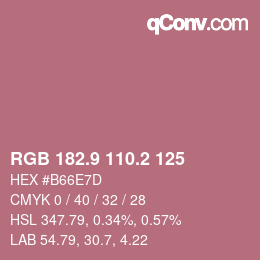 Color code: RGB 182.9 110.2 125 | qconv.com