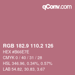 カラーコード: RGB 182.9 110.2 126 | qconv.com
