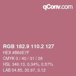 カラーコード: RGB 182.9 110.2 127 | qconv.com