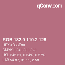 カラーコード: RGB 182.9 110.2 128 | qconv.com