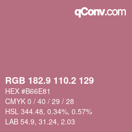 カラーコード: RGB 182.9 110.2 129 | qconv.com