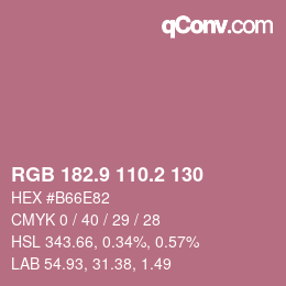 Color code: RGB 182.9 110.2 130 | qconv.com