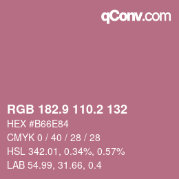 カラーコード: RGB 182.9 110.2 132 | qconv.com