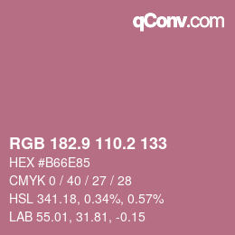 カラーコード: RGB 182.9 110.2 133 | qconv.com