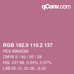 カラーコード: RGB 182.9 110.2 137 | qconv.com